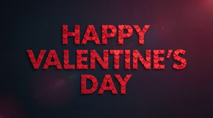 Happy Valentine's Day greeting card on a dark background. The words Happy Valentine's Day are written in red with heart-shaped patterns, perfect for expressing love and affection
