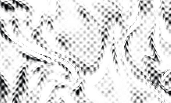 White silk fabric textured background. Elegant wavy folds of halftone distress effect. Overlay vector background