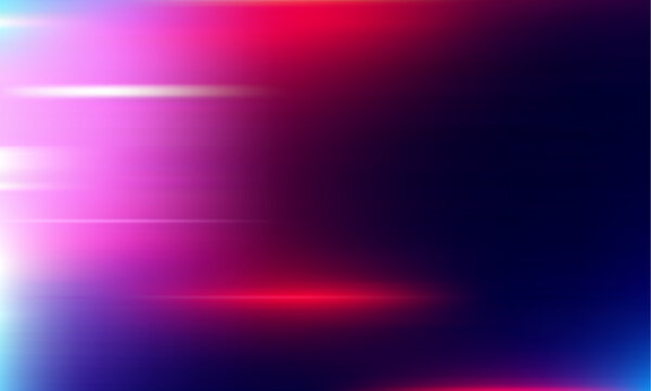 Vibrant photo of abstract neon light streaks on a dark background. Abstract horizontal light streaks vector illustration of motion blur
