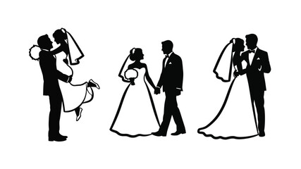 Silhouettes of a couple in love engagement wedding and married life