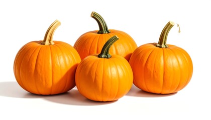 Fototapeta premium Four Pumpkins Displayed on a White Background.