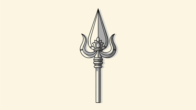 Monochrome vector art of a divine Vel spear, a revered spiritual symbol integral to Hindu religious ceremonies and Thaipusam, signifying devotion