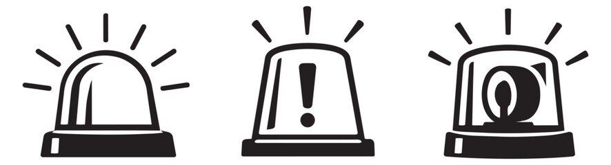 Bold line art warning light set featuring alarm and emergency indicators for security and alert purposes