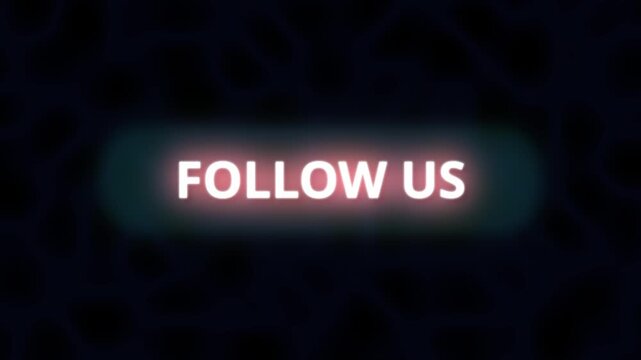Neon Glowing Follow Us Text Animation For Social Media Marketing On Dark Abstract Background