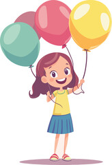 Happy Girl Holding Colorful Balloons at a Celebration