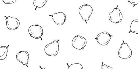 White Background with Multiple Pear Illustrations