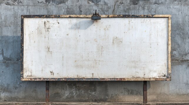 Close-up of an empty billboard surface showing grime, rust, and peeling paint texture