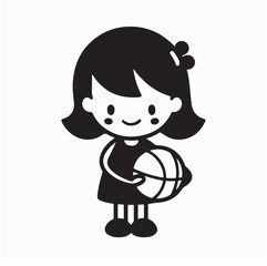 Fototapeta premium A Cartoon Girl Holding a Basketball Image Vector Isolated on White Background
