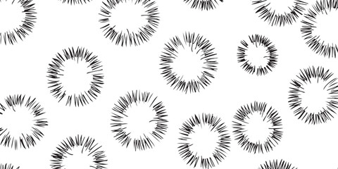 Whimsical Black and White Abstract Circular Burst Patterns