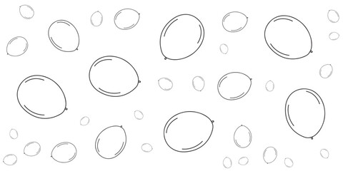 Seamless pattern of balloons and bubbles, simple outline illustration for party decoration and celebration