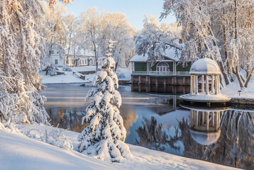 A winter fairy tale. Palmse manor. Lahemaa National Park. Estonia	