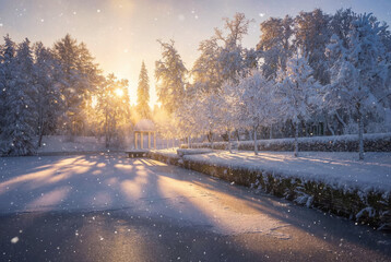 A winter fairy tale. Palmse manor. Lahemaa National Park. Estonia	