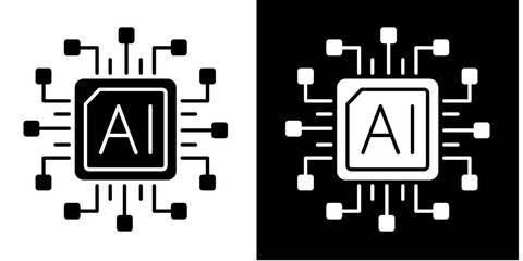 Ai Integration  Icon Set White Glyph Style Collection