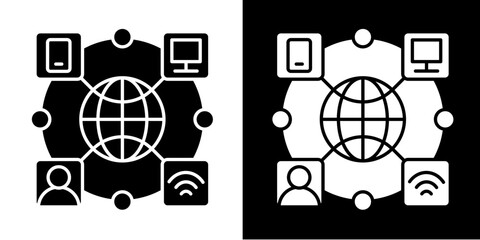 Digital Ecosystem  Icon Set White Glyph Style Collection