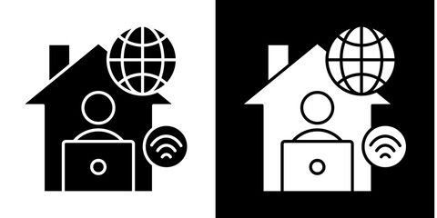 Remote Work  Icon Set White Glyph Style Collection