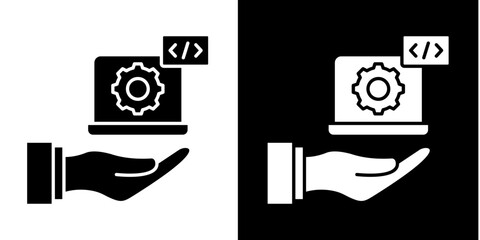 Digital Services  Icon Set White Glyph Style Collection