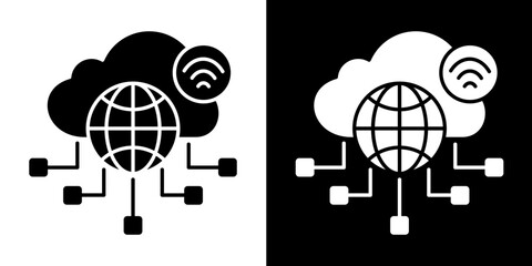 Cloud Network  Icon Set White Glyph Style Collection