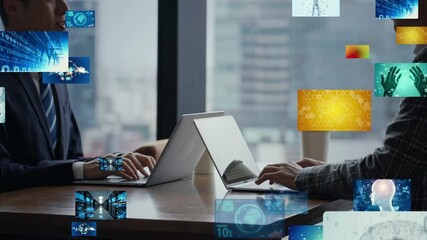 Group of business people meeting and video data concept - Powered by Adobe