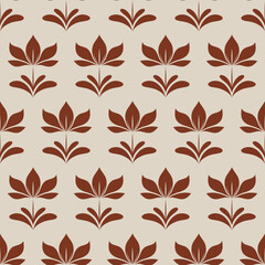 Vintage Art Deco Seamless Pattern. Geometric decorative with abstract terracotta elements. Retro background.