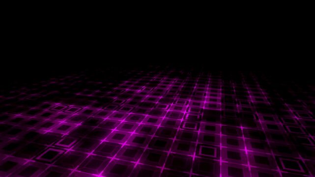 Vibrant pink grid pattern lights up against dark background dynamically