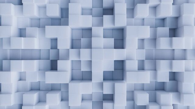 abstract white 3d cube background, motion graphic render wallpaper backdrop, 4k seamless loop	
