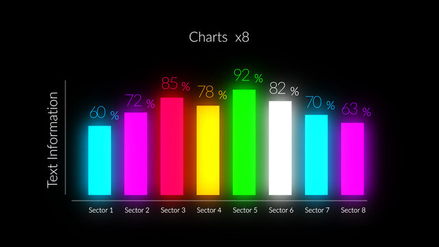 HUD Neon Infographics Chart Bars x8