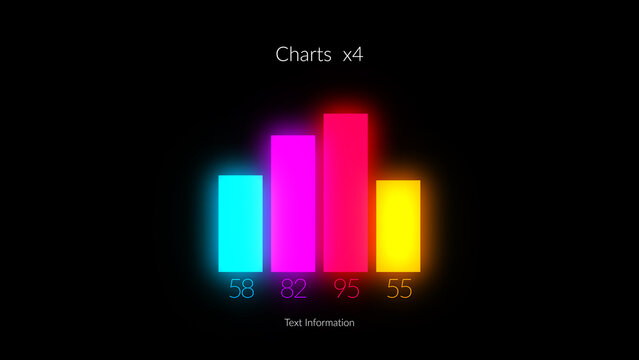 HUD Neon Infographics Chart Bars x4