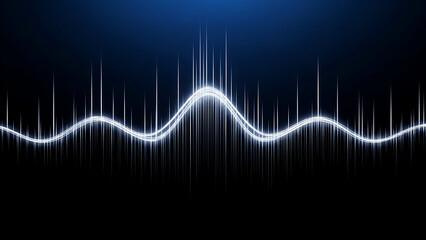 Glowing white waveform with dynamic energy on dark blue background