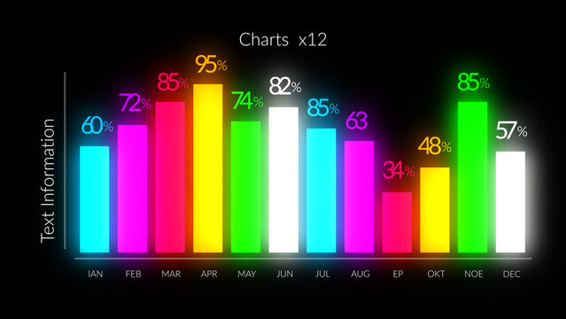 HUD Neon Infographics Chart Bars x12