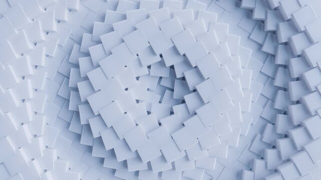 abstract white 3d cube background, motion graphic render wallpaper backdrop, 4k seamless loop	
