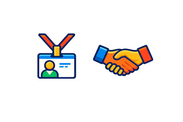 Fototapeta premium Business icons: ID badge and handshake