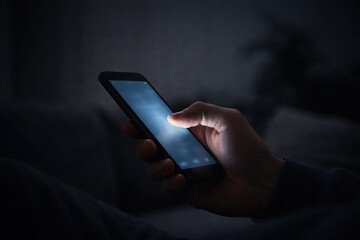 スマートフォン　操作　暗い部屋