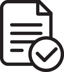 Document with Lines of Text and a Check Mark in a Circle Icon for Approval on a White Background Keywords: document, paper, text, lines, check mark, tick, circle, approval, confirmation, agreement