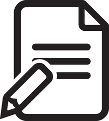 Document with Lines of Text and a Pencil Icon for Writing or Editing on a White Background Keywords: document, paper, text, lines, writing, editing, pencil, drawing, creating, information, data