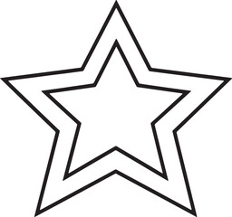 Outline of a Double Star Shape with Thick Black Lines on a White Background Keywords: star, outline, shape, symbol, icon, graphic, design, geometric, simple, clean, black and white, drawing