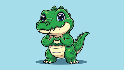 Obraz premium Cute Baby Alligator Making Heart Shape With Paws.