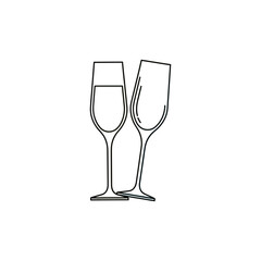 Glass of champagne on white background