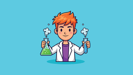 Young Scientist Conducting Experiment with Beakers.