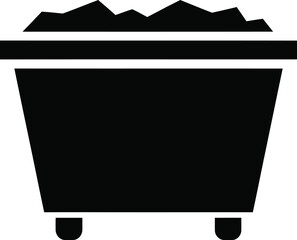Skip Bin Glyph Logo Black Silhouette On White Background