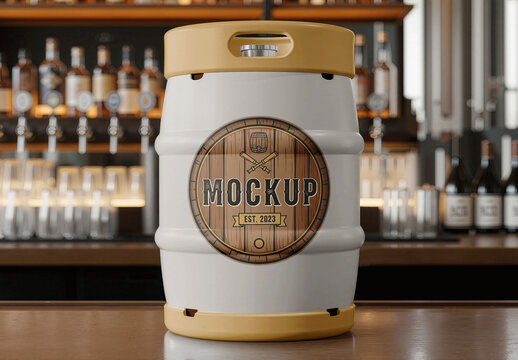 Bar Counter Craft Beer Keg Mockup