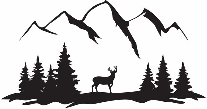 eer Silhouette in Mountains.eps