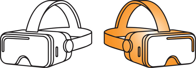 Two virtual reality headsets displayed in contrasting colors