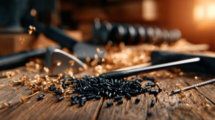 An artisanal woodworking workshop filled with various tools and shavings, depicting the craftsmanship and dedication involved in creating wooden art.