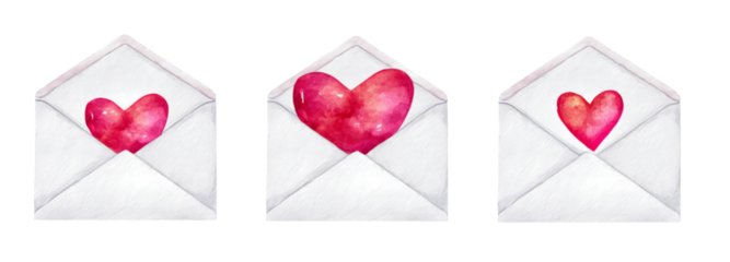 Heart-filled envelopes romantic theme transparent background graphic design