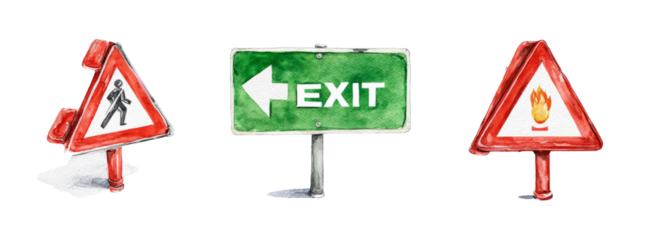 Urban directional signage - digital illustration with transparent background