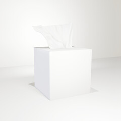 square tissue box mockup isolated on white background