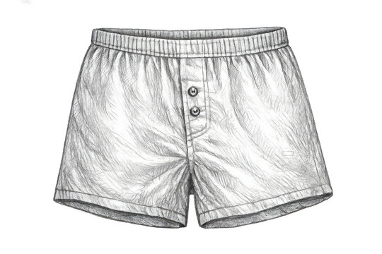 Sketch of White Boxer Shorts on a transparent background, underwear.