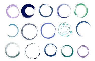 Minimal Abstract Circular Brush Strokes Set &ndash; Modern Gradient Ring Elements