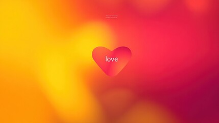 Heart shape and love word on blurred gradient color background for Valentine's Day concept in minimalist 3D rendering vector graphic design.