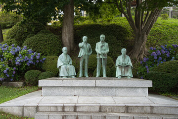 Statues of Hakodate War Figures in Motomachi Park
